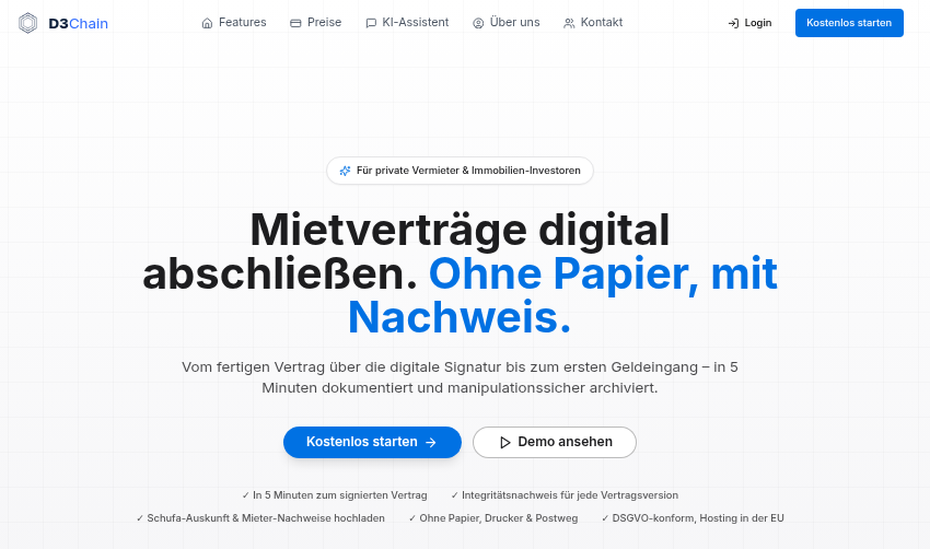 Immobilien­verwaltung auf d3chain.de