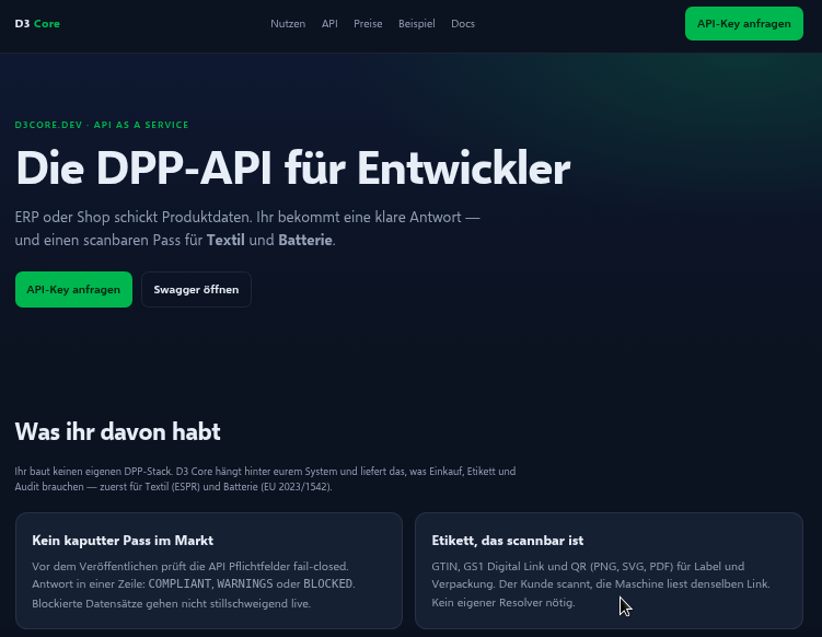 DPP-API für Entwickler auf d3core.dev